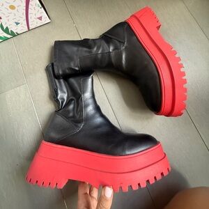 Nasty Gal Black and Red Platform Boots